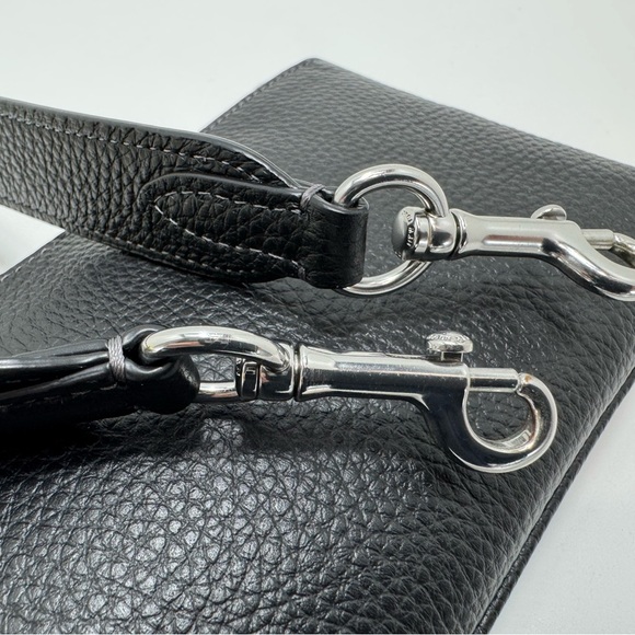 COACH Double Zip Crossbody Bag in Black Leather Wristlet - Picture 13 of 14